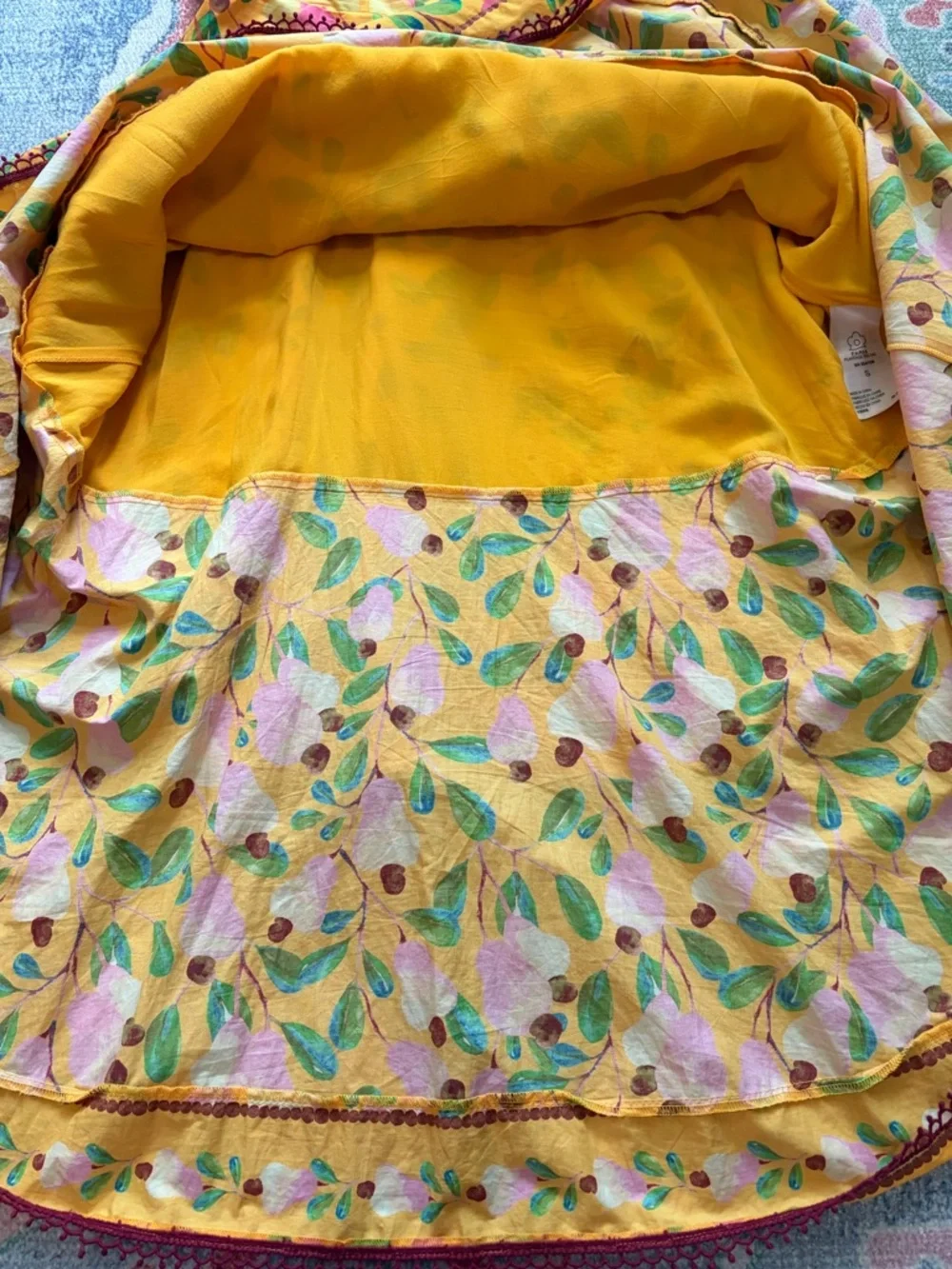 Farm Rio Cashew Tiered Midi Dress, floral print, fit & flare, cotton, vacation - Picture 6 of 15
